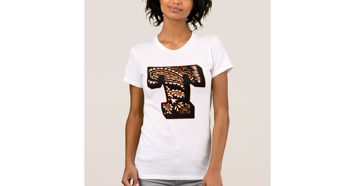 Paisley Monogram - T T-Shirt | Zazzle