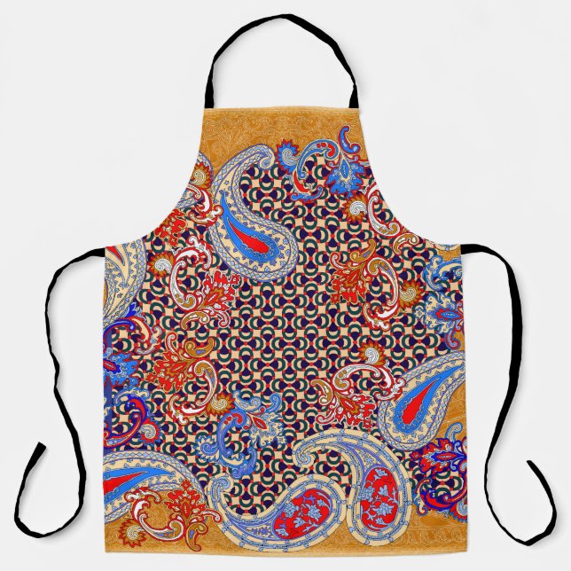 Paisley multicolor scarf design apron (Front)