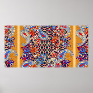 Paisley multicolor scarf design poster