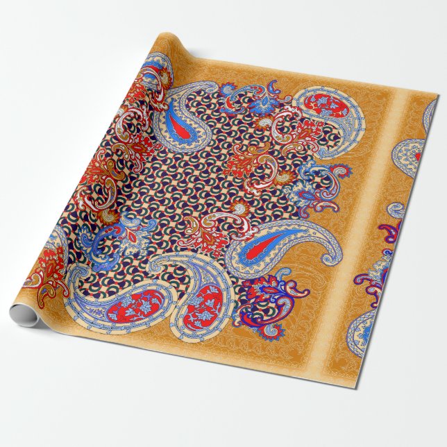 Paisley multicolor scarf design wrapping paper (Unrolled)