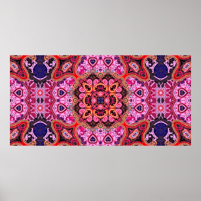 Paisley multicolor seamless scarf design pattern  poster (Front)
