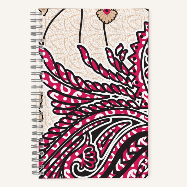 Paisley Notebook Red Floral Boho Journal (Front)
