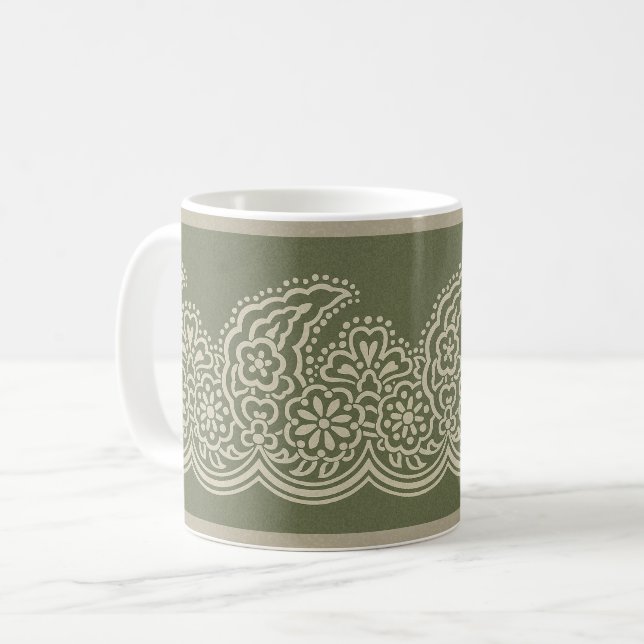 Paisley on Green Coffee Mug (Front Left)