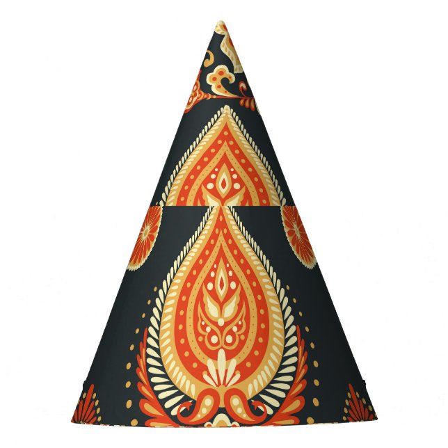 Paisley Oriental Ethnic Fabric Party Hat (Front)