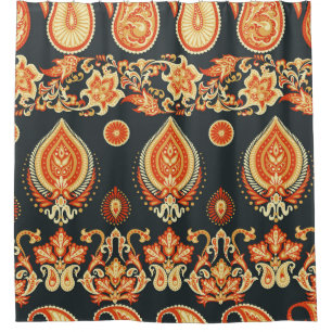 Paisley Oriental Ethnic Fabric Shower Curtain