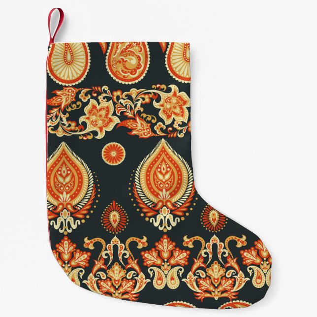 Paisley Oriental Ethnic Fabric Small Christmas Stocking (Front)