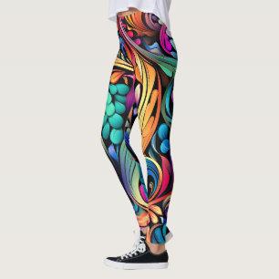 Paisley ornamental pattern leggings