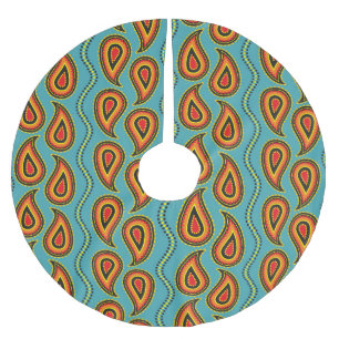 Paisley Ornamental Texture: Indian Elegance. Brushed Polyester Tree Skirt