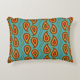 Paisley Ornamental Texture: Indian Elegance. Decorative Cushion