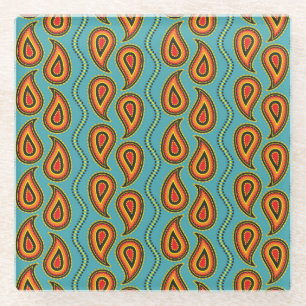 Paisley Ornamental Texture: Indian Elegance. Glass Coaster