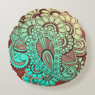 Paisley Ornaments I + your backgr. & ideas Round Cushion