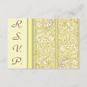 Paisley Passion - Yellow (Henna) (Wedding) RSVP Card
