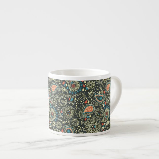 Paisley Pattern 3 Espresso Cup (Front Right)