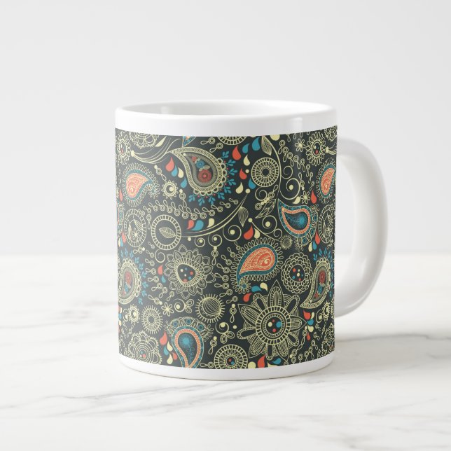Paisley Pattern 3 Large Coffee Mug (Front Right)