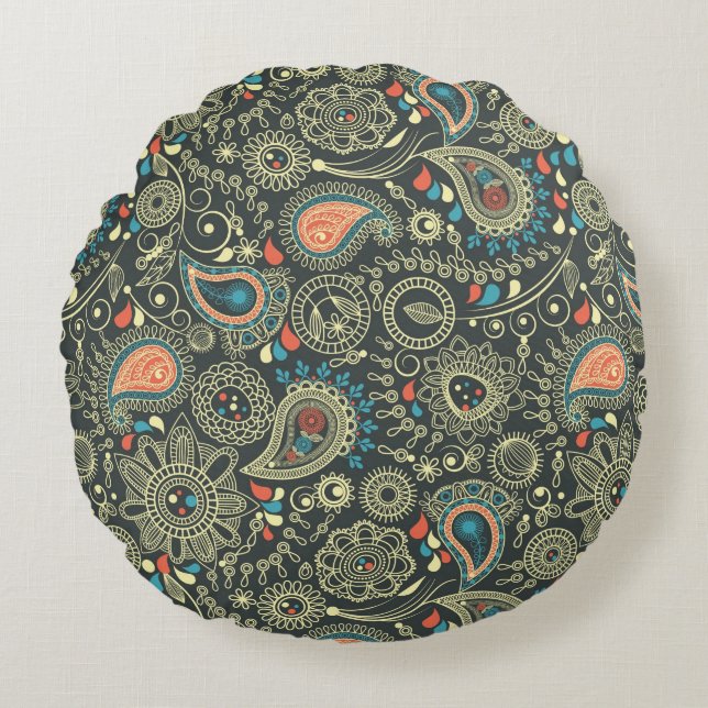 Paisley Pattern 3 Round Cushion (Front)