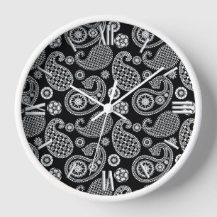 Paisley pattern, Black and White Clock