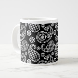 Paisley pattern, Black and White Large Coffee Mug