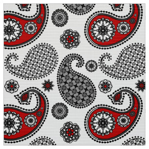 Paisley pattern, Black, White and Red Fabric