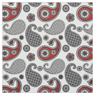Paisley pattern, Black, White and Red Fabric