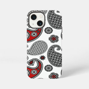 Paisley pattern, Black, White and Red iPhone Case