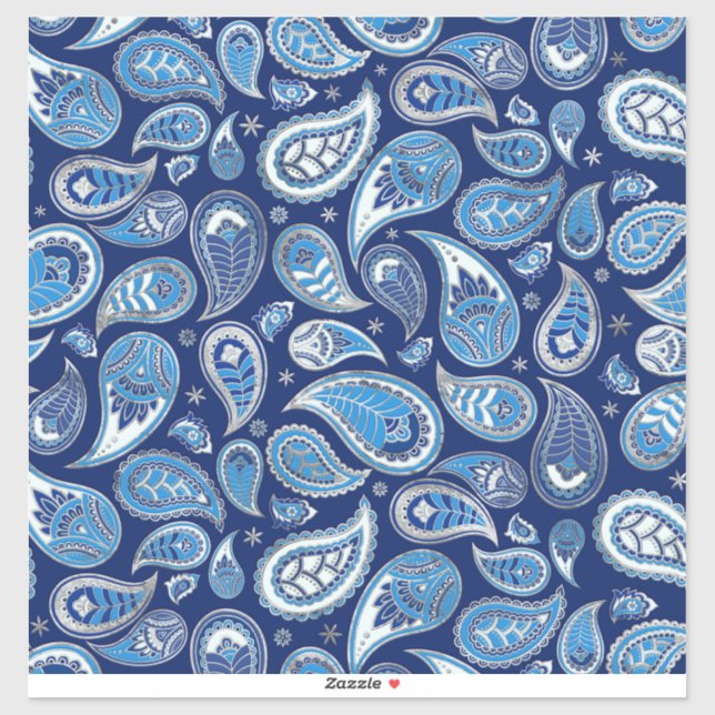 Paisley Pattern - Blue and silver (Sheet)