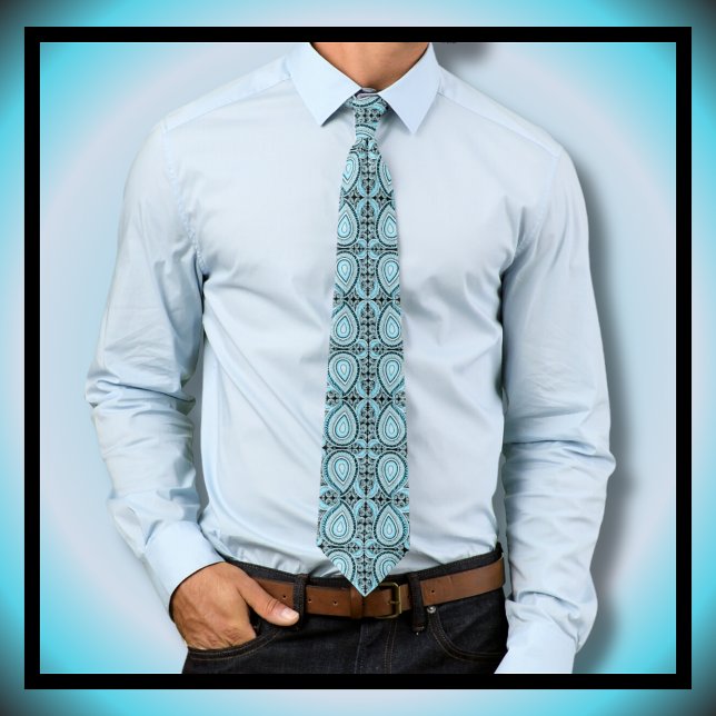 Paisley Pattern Blue Black Tie (Creator Uploaded)