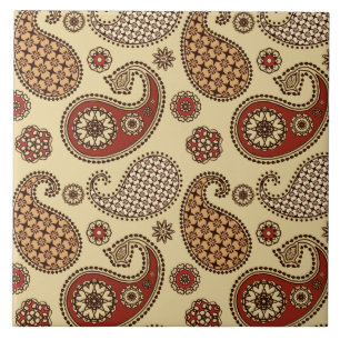Paisley pattern, brown, tan and beige ceramic tile