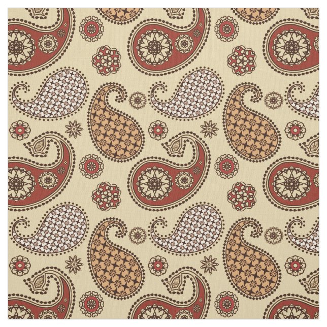 Paisley pattern, brown, tan and beige fabric (Swatch)