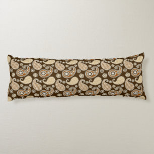 Paisley pattern, Chocolate Brown and Tan Body Cushion