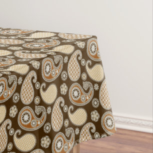 Paisley pattern, Chocolate Brown and Tan Tablecloth