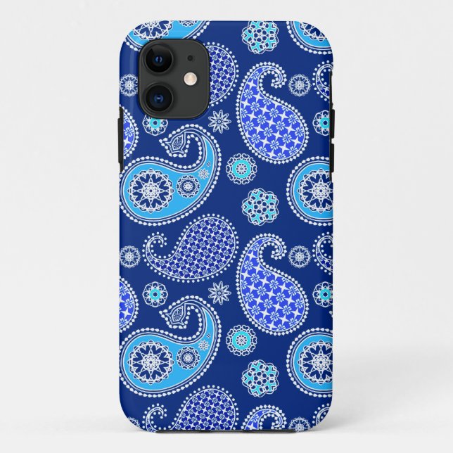 Paisley pattern, cobalt blue and white Case-Mate iPhone case (Back)