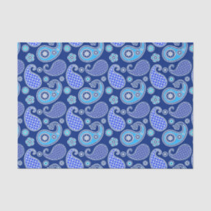 Paisley pattern, cobalt blue and white tissue paper