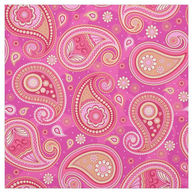 Paisley pattern cute girly pink fabric (Swatch)
