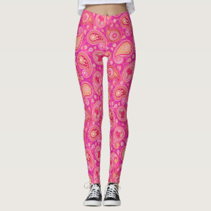 Paisley pattern cute pink elegant yoga pants