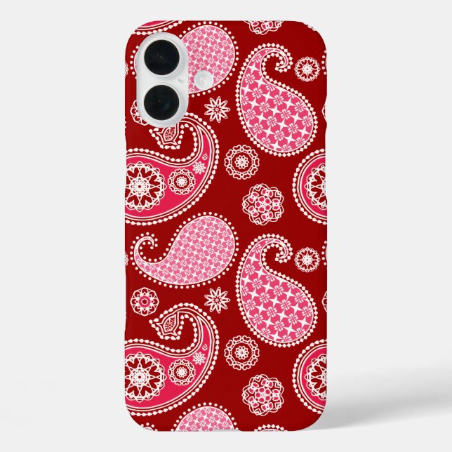 Paisley pattern, Dark Red, Pink and White Case-Mate iPhone Case (Back)