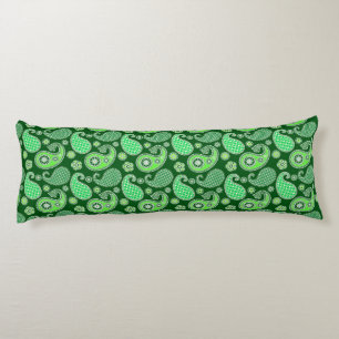 Paisley pattern, Emerald and Jade Green Body Cushion