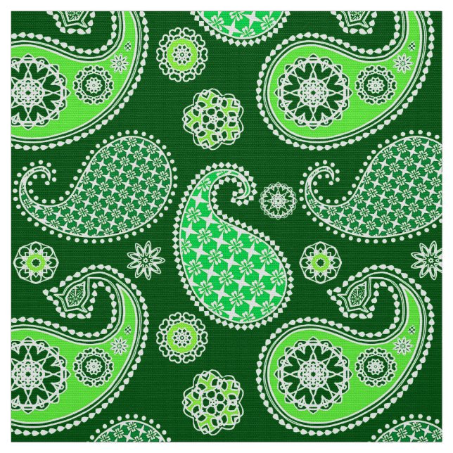Paisley pattern, Emerald and Jade Green Fabric (Swatch)