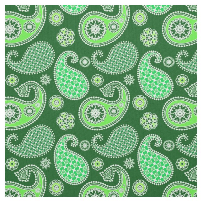 Paisley pattern, Emerald and Jade Green Fabric (Swatch)