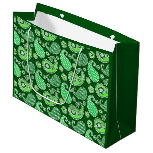 Paisley pattern, Emerald and Jade Green Large Gift Bag