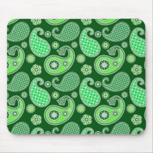 Paisley pattern, Emerald and Jade Green Mouse Pad