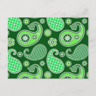 Paisley pattern, Emerald and Jade Green Postcard