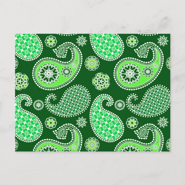 Paisley pattern, Emerald and Jade Green Postcard (Front)