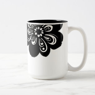 Paisley Pattern Flower Silhouettes Two-Tone Coffee Mug