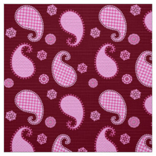 Paisley pattern, ice pink and burgundy fabric