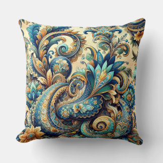 Paisley pattern in blues cushion