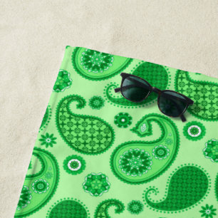 Paisley Pattern, Jade and Emerald Green Beach Towel