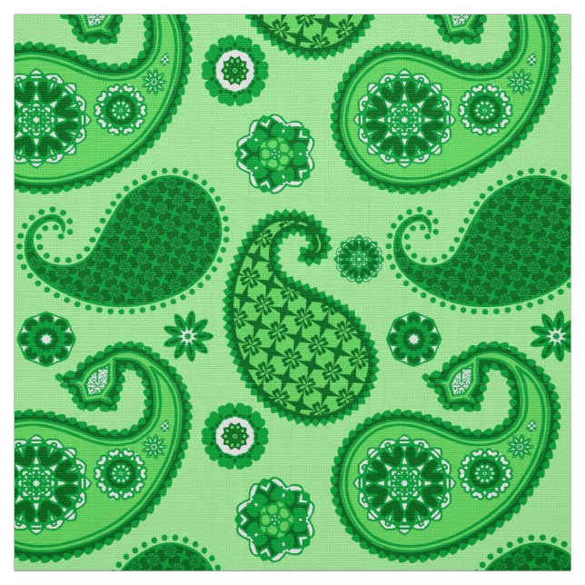 Paisley Pattern, Jade and Emerald Green Fabric (Swatch)