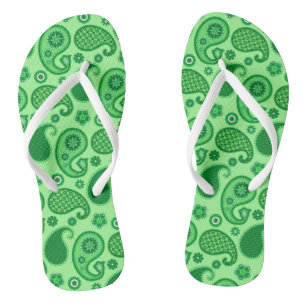Paisley Pattern, Jade and Emerald Green Thongs