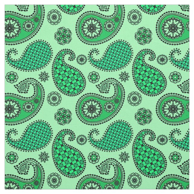Paisley pattern, jade and mint green fabric (Swatch)