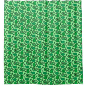 Paisley pattern, jade and mint green shower curtain